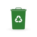 Trash can icon with recycle sign. Garbage bin or basket with recycling symbol. Vector illustration Royalty Free Stock Photo